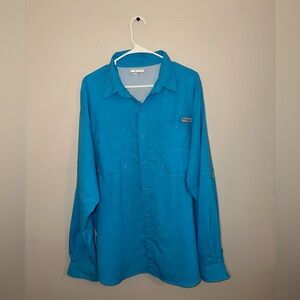 Columbia PFG Blue Long Sleeve Mens Fishing Shirt Size XL